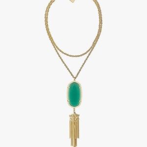 Kendra Scott Gold Necklace with Green Pendant